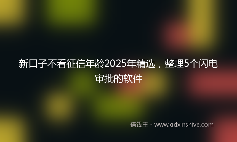 新口子不看征信年龄2025年精选，整理5个闪电审批的软件