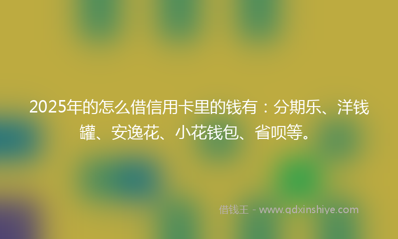 2025年的怎么借信用卡里的钱有：分期乐、洋钱罐、安逸花、小花钱包、省呗等。