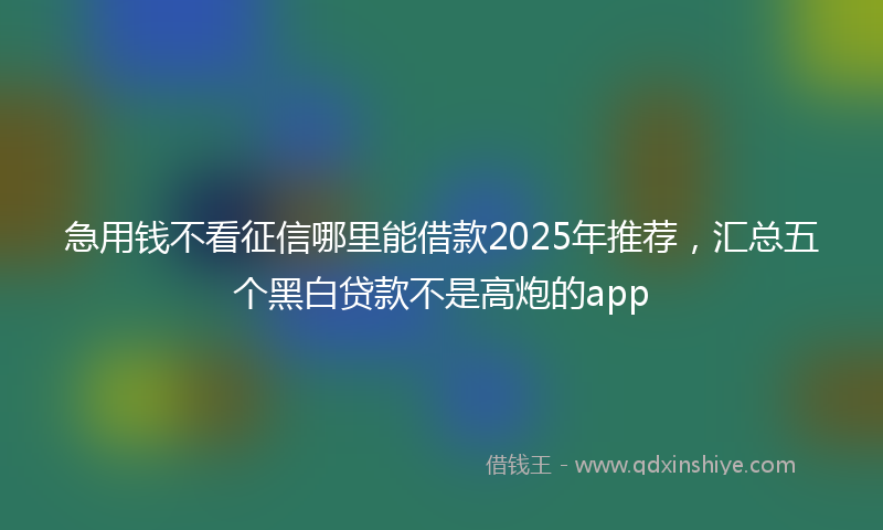 急用钱不看征信哪里能借款2025年推荐，汇总五个黑白贷款不是高炮的app