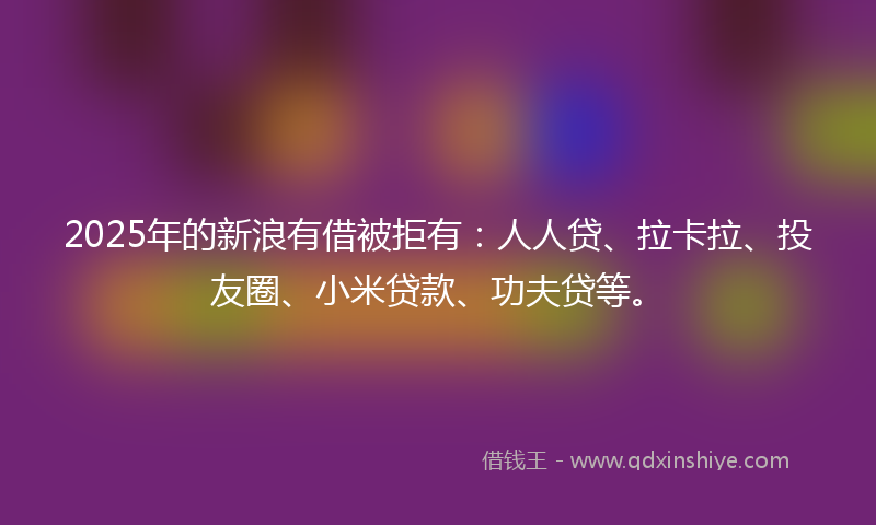 2025年的新浪有借被拒有：人人贷、拉卡拉、投友圈、小米贷款、功夫贷等。
