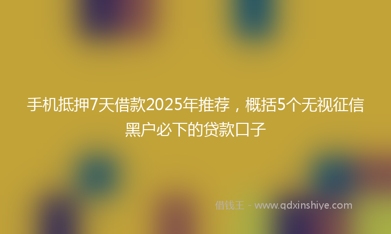 手机抵押7天借款2025年推荐，概括5个无视征信黑户必下的贷款口子