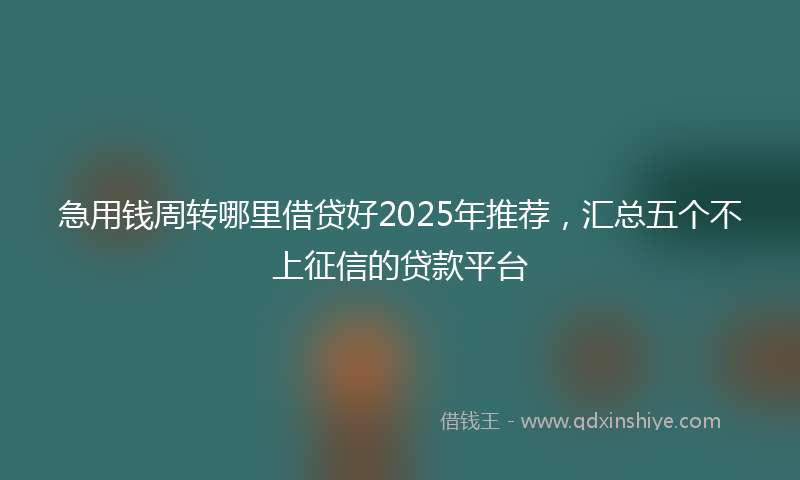 急用钱周转哪里借贷好2025年推荐，汇总五个不上征信的贷款平台