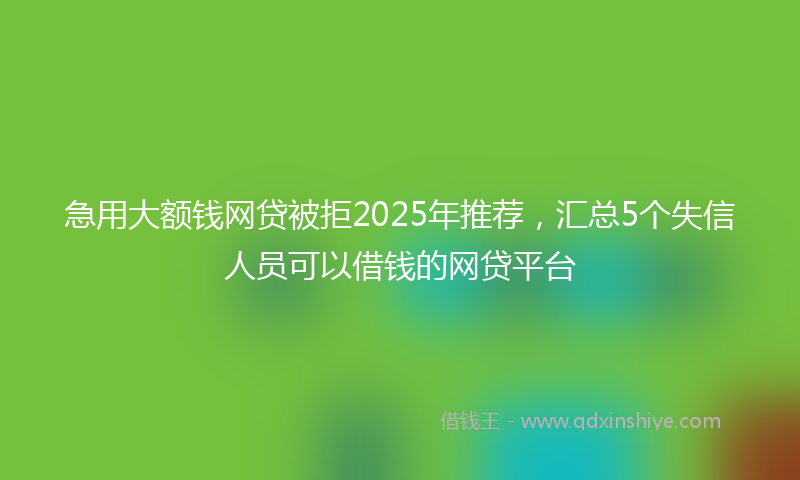急用大额钱网贷被拒2025年推荐，汇总5个失信人员可以借钱的网贷平台