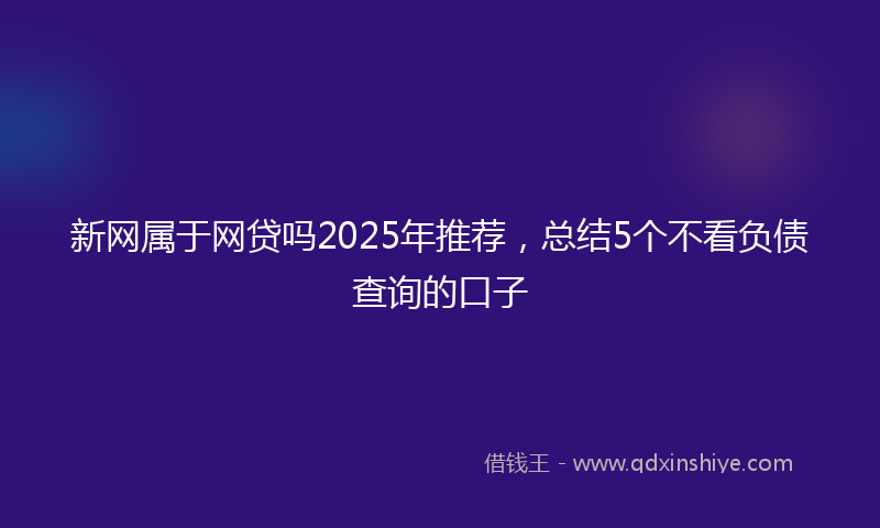 新网属于网贷吗2025年推荐，总结5个不看负债查询的口子