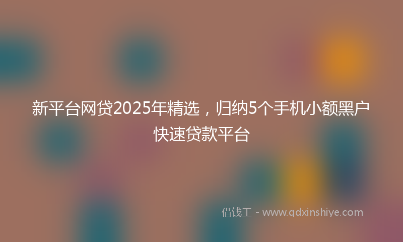 新平台网贷2025年精选，归纳5个手机小额黑户快速贷款平台