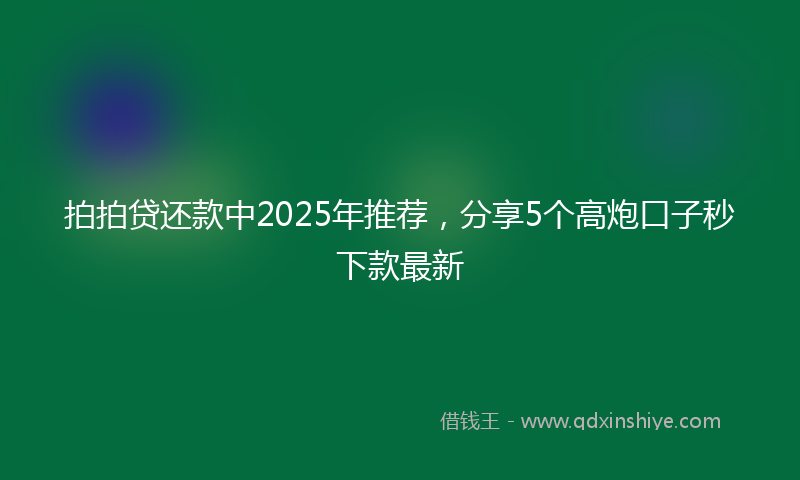拍拍贷还款中2025年推荐，分享5个高炮口子秒下款最新