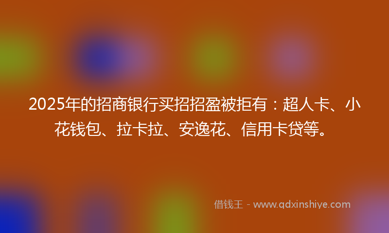2025年的招商银行买招招盈被拒有：超人卡、小花钱包、拉卡拉、安逸花、信用卡贷等。