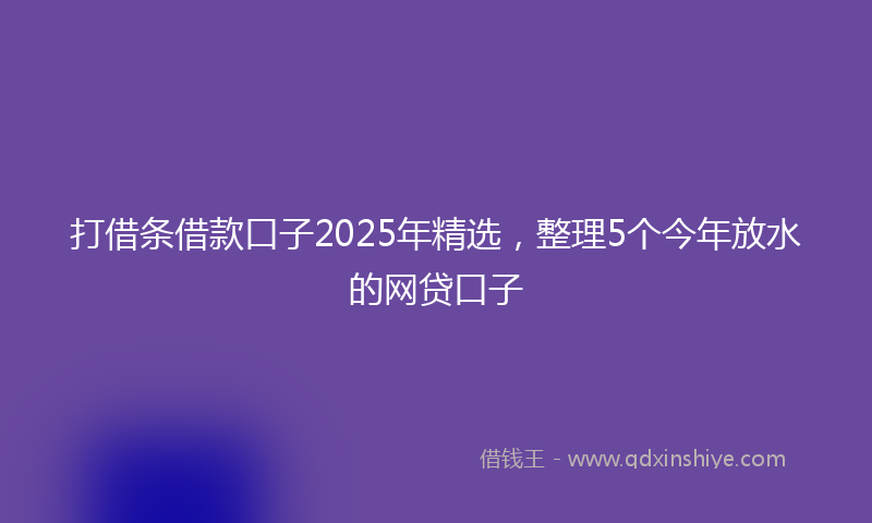 打借条借款口子2025年精选，整理5个今年放水的网贷口子