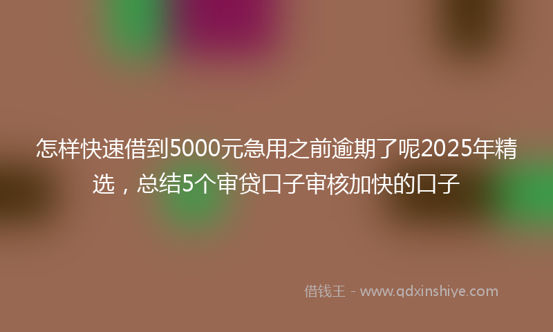 怎样快速借到5000元急用之前逾期了呢2025年精选，总结5个审贷口子审核加快的口子