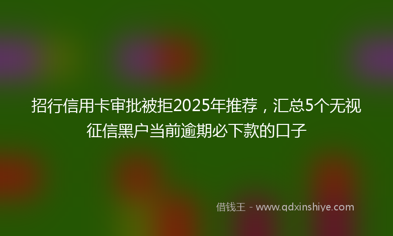 招行信用卡审批被拒2025年推荐，汇总5个无视征信黑户当前逾期必下款的口子