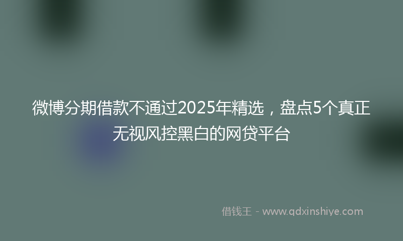 微博分期借款不通过2025年精选，盘点5个真正无视风控黑白的网贷平台