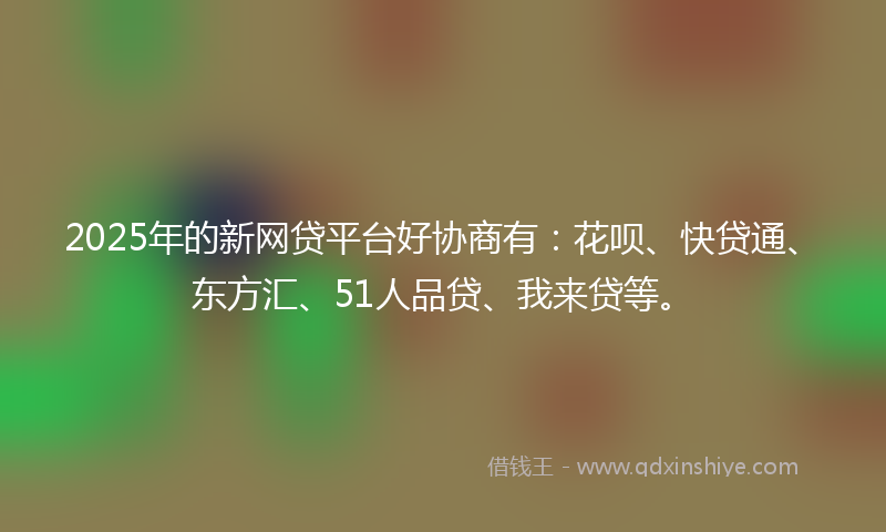 2025年的新网贷平台好协商有：花呗、快贷通、东方汇、51人品贷、我来贷等。