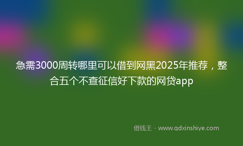 急需3000周转哪里可以借到网黑2025年推荐，整合五个不查征信好下款的网贷app