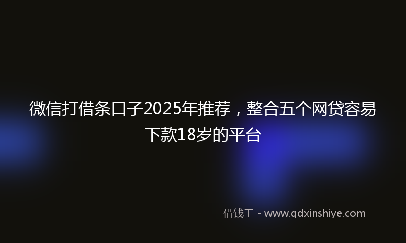 微信打借条口子2025年推荐，整合五个网贷容易下款18岁的平台