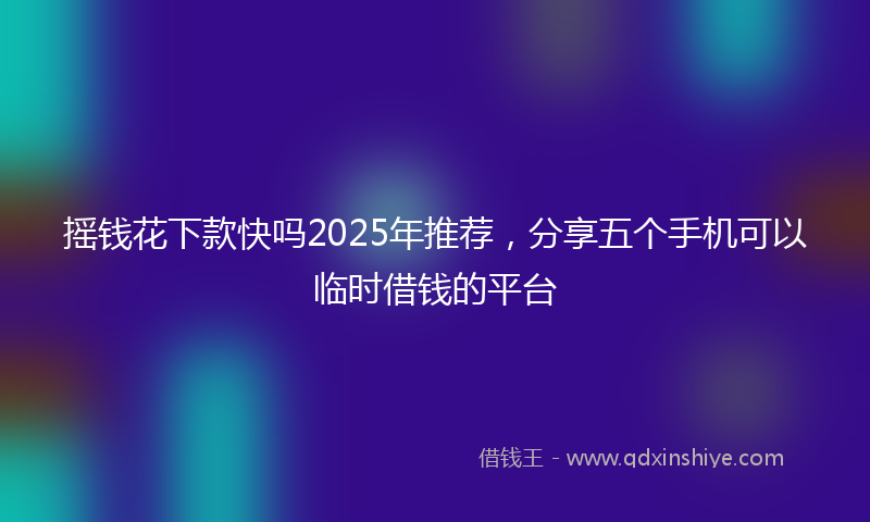 摇钱花下款快吗2025年推荐，分享五个手机可以临时借钱的平台