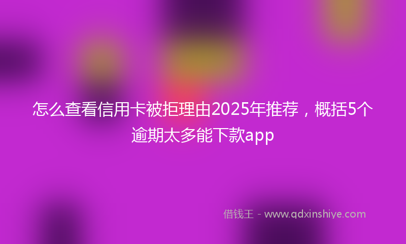 怎么查看信用卡被拒理由2025年推荐，概括5个逾期太多能下款app