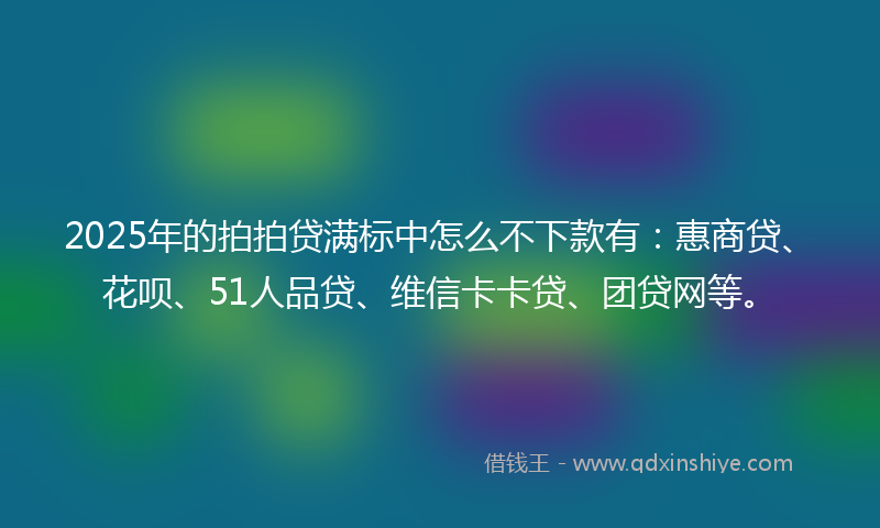 2025年的拍拍贷满标中怎么不下款有：惠商贷、花呗、51人品贷、维信卡卡贷、团贷网等。