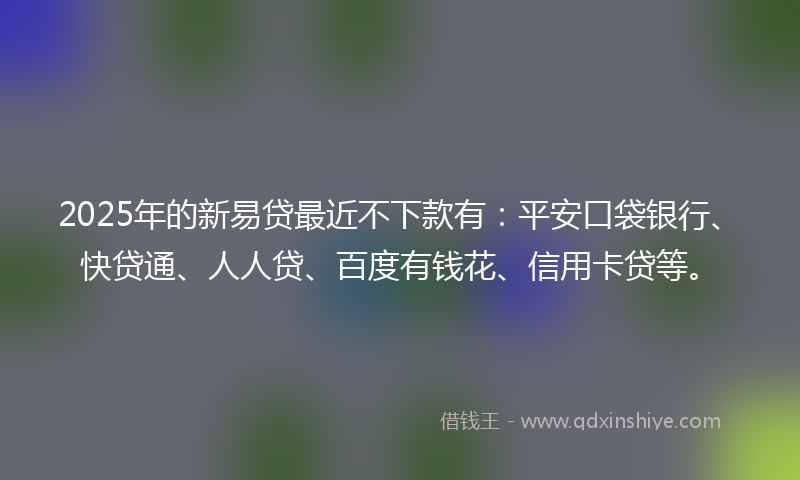 2025年的新易贷最近不下款有：平安口袋银行、快贷通、人人贷、百度有钱花、信用卡贷等。