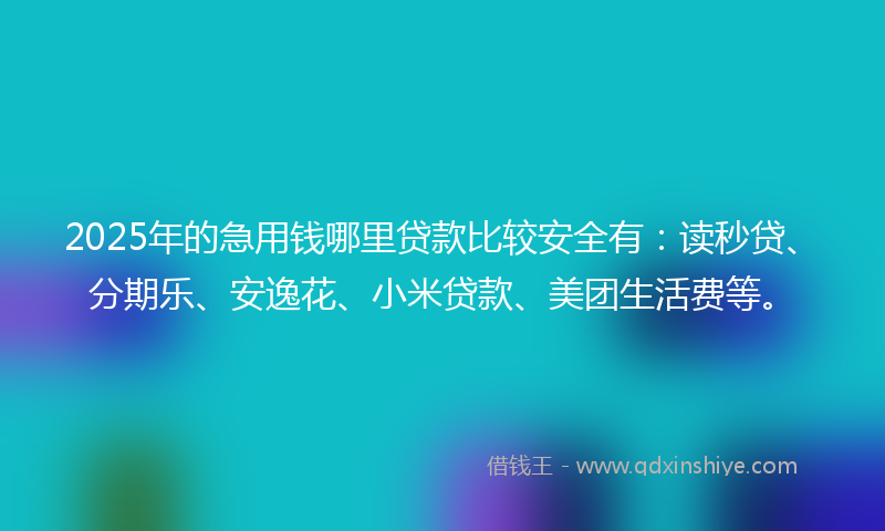 2025年的急用钱哪里贷款比较安全有：读秒贷、分期乐、安逸花、小米贷款、美团生活费等。