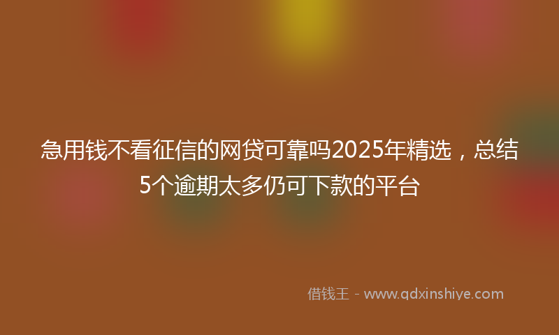 急用钱不看征信的网贷可靠吗2025年精选，总结5个逾期太多仍可下款的平台