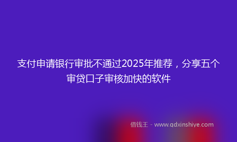 支付申请银行审批不通过2025年推荐，分享五个审贷口子审核加快的软件