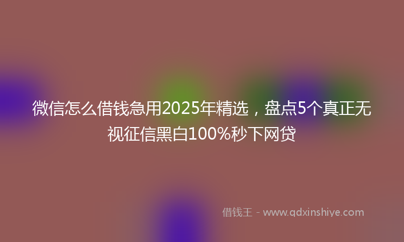 微信怎么借钱急用2025年精选，盘点5个真正无视征信黑白100%秒下网贷