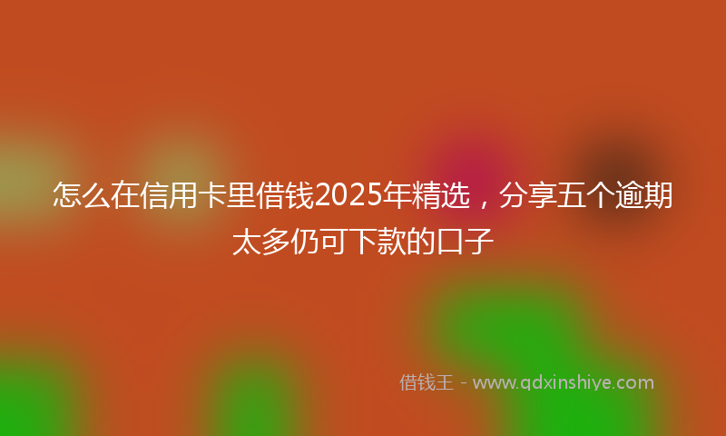 怎么在信用卡里借钱2025年精选，分享五个逾期太多仍可下款的口子