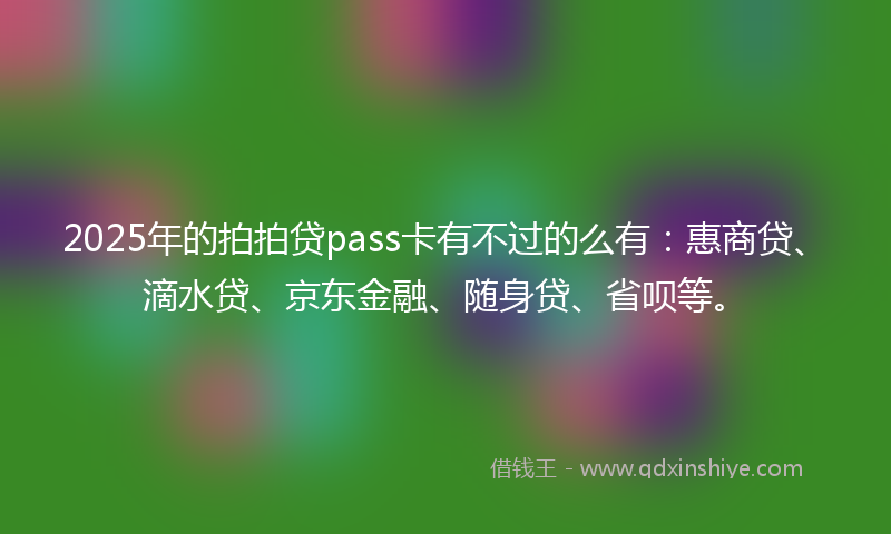 2025年的拍拍贷pass卡有不过的么有：惠商贷、滴水贷、京东金融、随身贷、省呗等。
