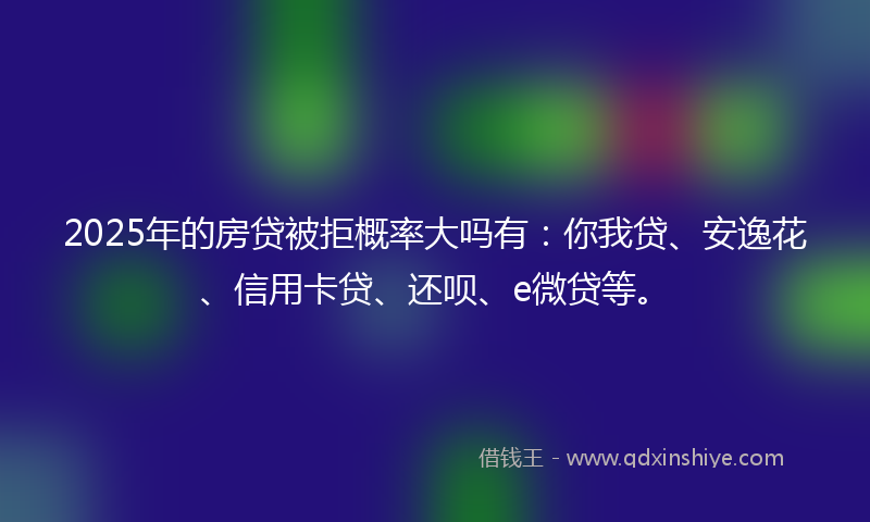 2025年的房贷被拒概率大吗有：你我贷、安逸花、信用卡贷、还呗、e微贷等。