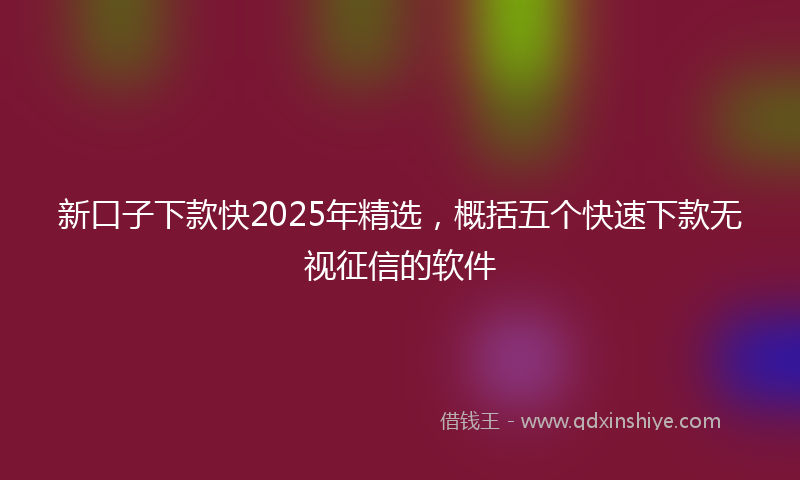 新口子下款快2025年精选，概括五个快速下款无视征信的软件