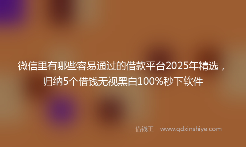 微信里有哪些容易通过的借款平台2025年精选，归纳5个借钱无视黑白100%秒下软件