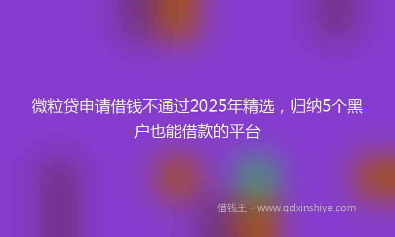 微粒贷申请借钱不通过2025年精选，归纳5个黑户也能借款的平台