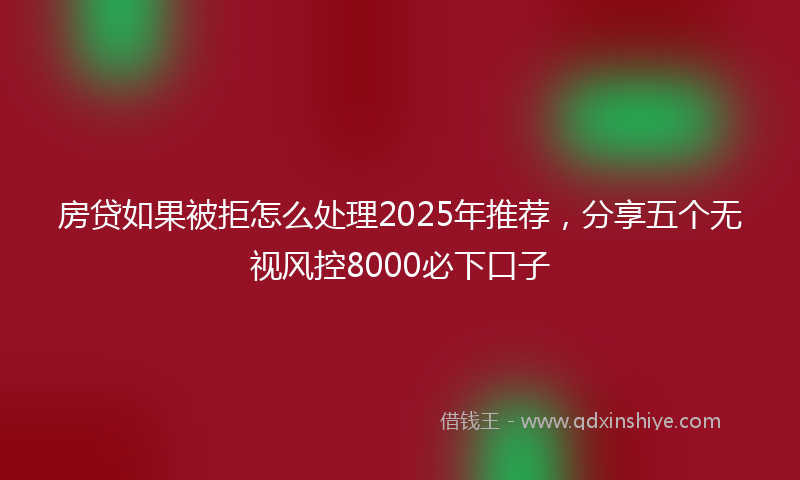房贷如果被拒怎么处理2025年推荐，分享五个无视风控8000必下口子