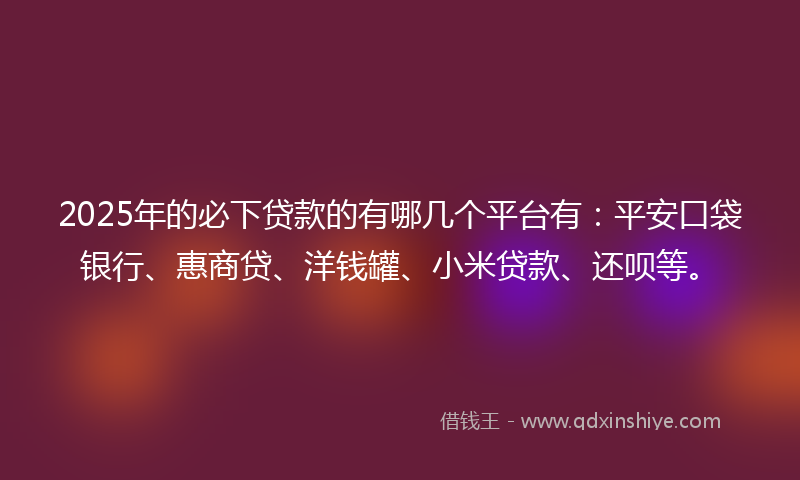 2025年的必下贷款的有哪几个平台有：平安口袋银行、惠商贷、洋钱罐、小米贷款、还呗等。