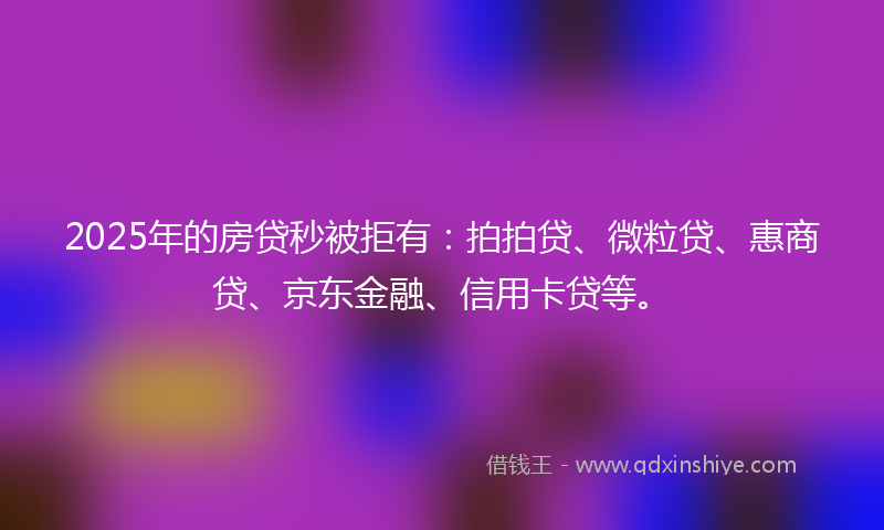 2025年的房贷秒被拒有：拍拍贷、微粒贷、惠商贷、京东金融、信用卡贷等。
