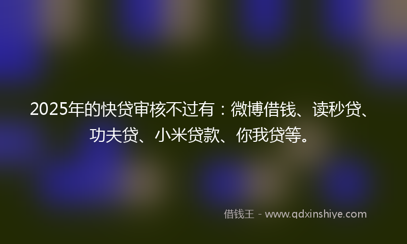 2025年的快贷审核不过有：微博借钱、读秒贷、功夫贷、小米贷款、你我贷等。