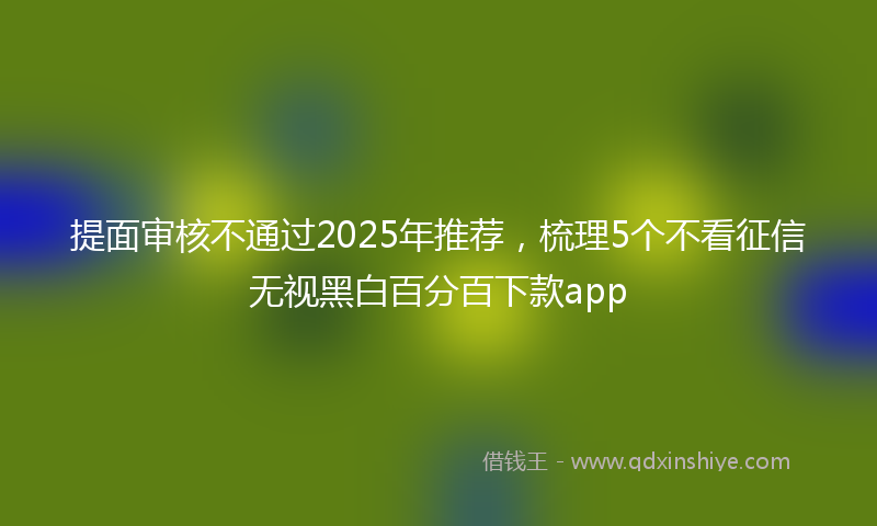 提面审核不通过2025年推荐，梳理5个不看征信无视黑白百分百下款app