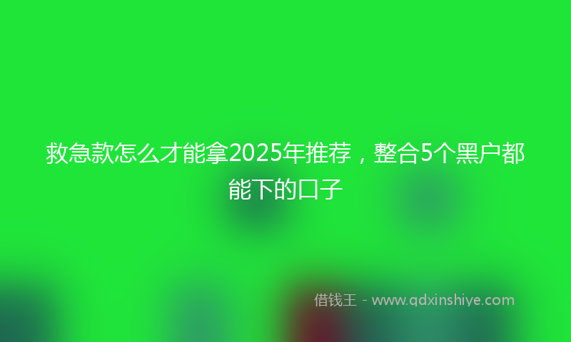 救急款怎么才能拿2025年推荐，整合5个黑户都能下的口子