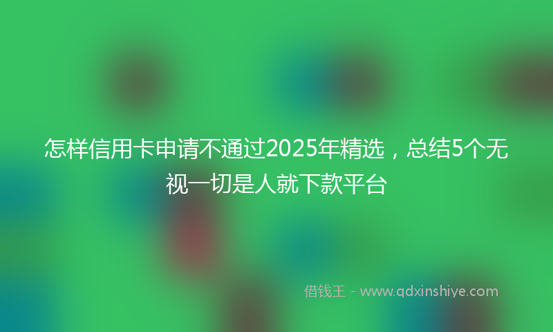 怎样信用卡申请不通过2025年精选，总结5个无视一切是人就下款平台
