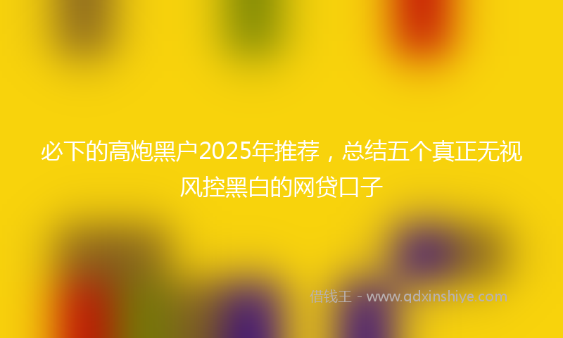 必下的高炮黑户2025年推荐，总结五个真正无视风控黑白的网贷口子
