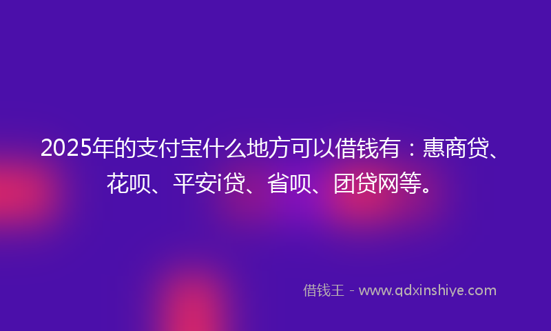 2025年的支付宝什么地方可以借钱有：惠商贷、花呗、平安i贷、省呗、团贷网等。