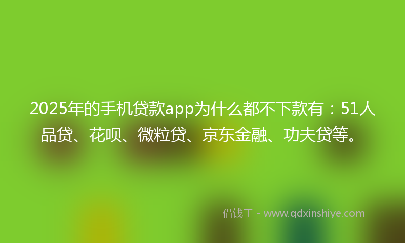 2025年的手机贷款app为什么都不下款有：51人品贷、花呗、微粒贷、京东金融、功夫贷等。