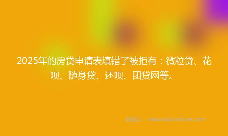 2025年的房贷申请表填错了被拒有：微粒贷、花呗、随身贷、还呗、团贷网等。