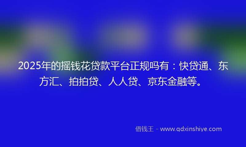 2025年的摇钱花贷款平台正规吗有：快贷通、东方汇、拍拍贷、人人贷、京东金融等。