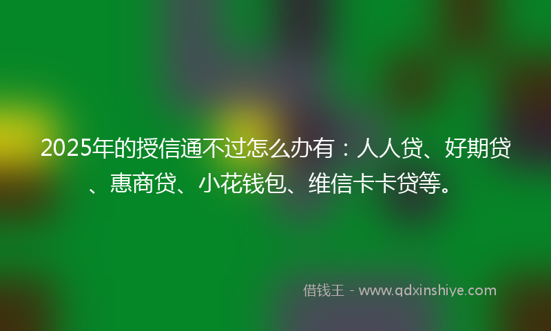 2025年的授信通不过怎么办有：人人贷、好期贷、惠商贷、小花钱包、维信卡卡贷等。