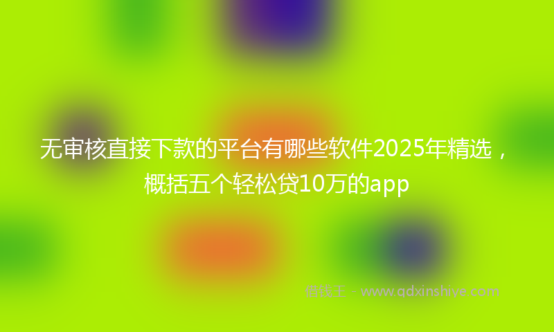 无审核直接下款的平台有哪些软件2025年精选，概括五个轻松贷10万的app