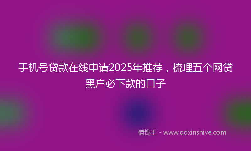 手机号贷款在线申请2025年推荐，梳理五个网贷黑户必下款的口子