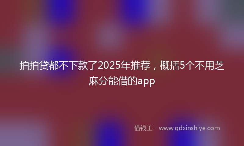 拍拍贷都不下款了2025年推荐，概括5个不用芝麻分能借的app