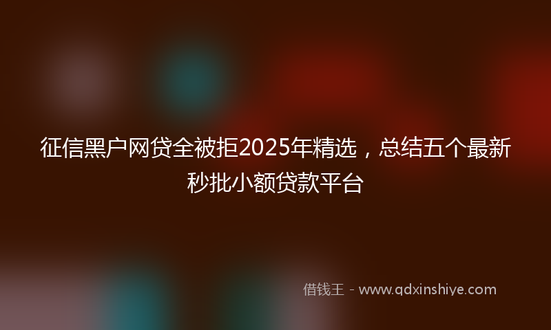 征信黑户网贷全被拒2025年精选，总结五个最新秒批小额贷款平台