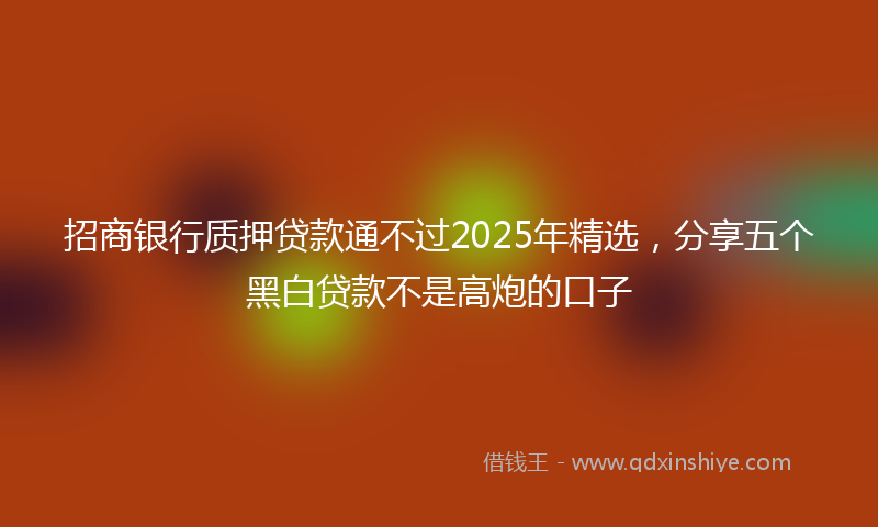招商银行质押贷款通不过2025年精选，分享五个黑白贷款不是高炮的口子